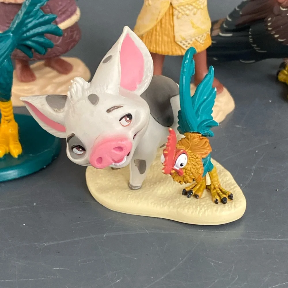 Lot 5 Disney Moana PVC Cake Topper Figure Lot Hawk Maui Tala HeiHei Pua